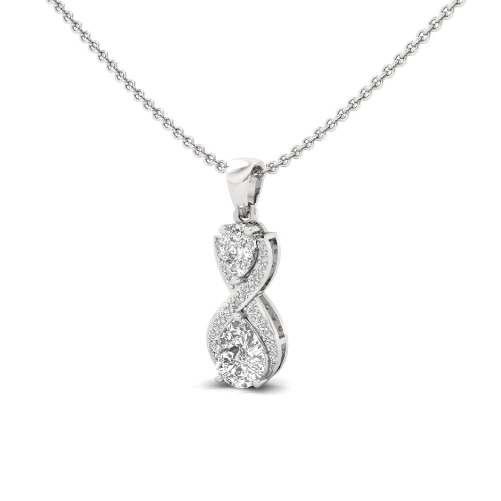 0.90Ct Pear & Round Cut Diamond Pendant