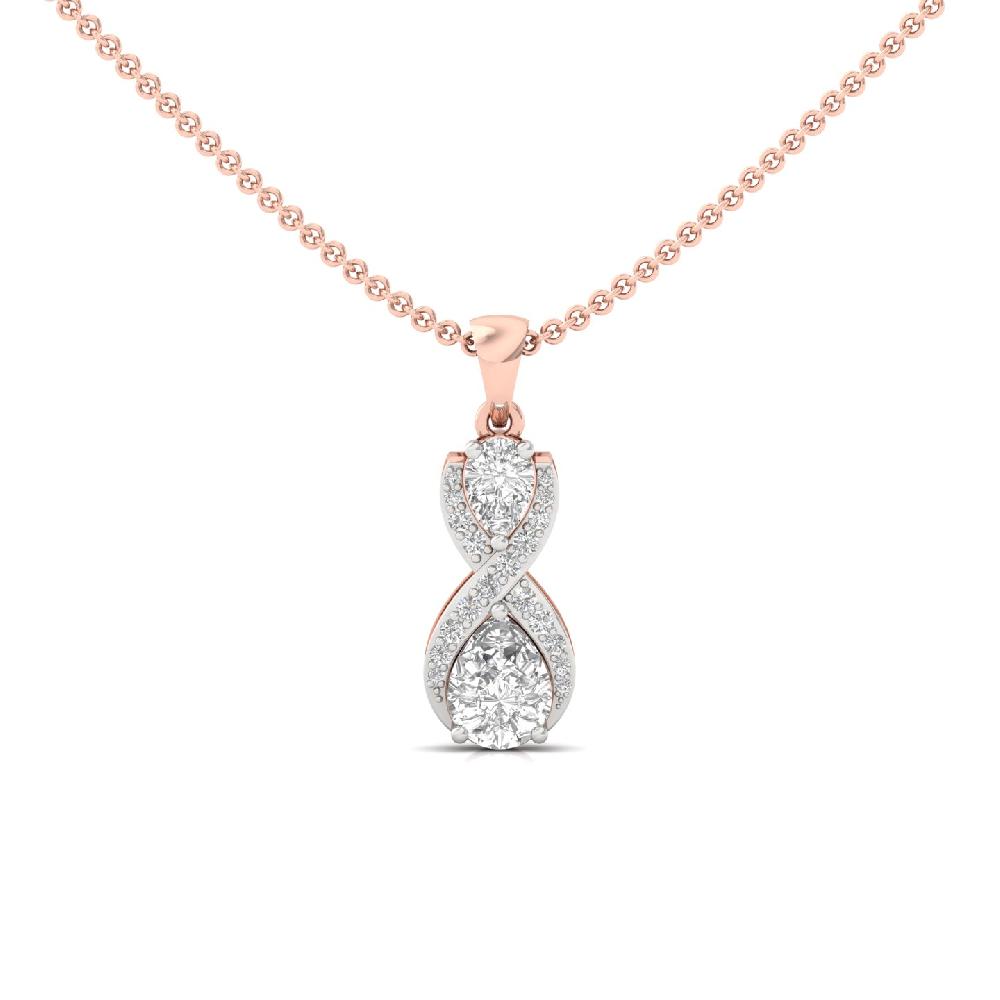 0.90Ct Pear & Round Cut Diamond Pendant