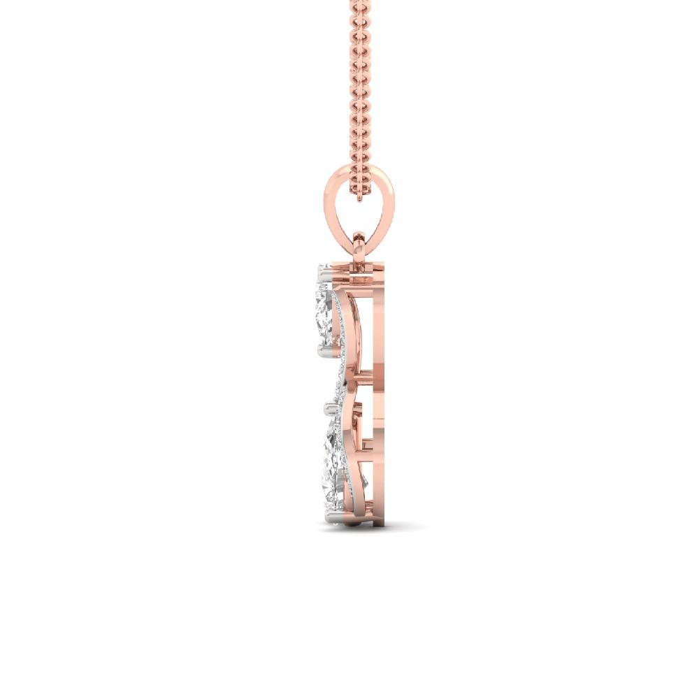 0.90Ct Pear & Round Cut Diamond Pendant