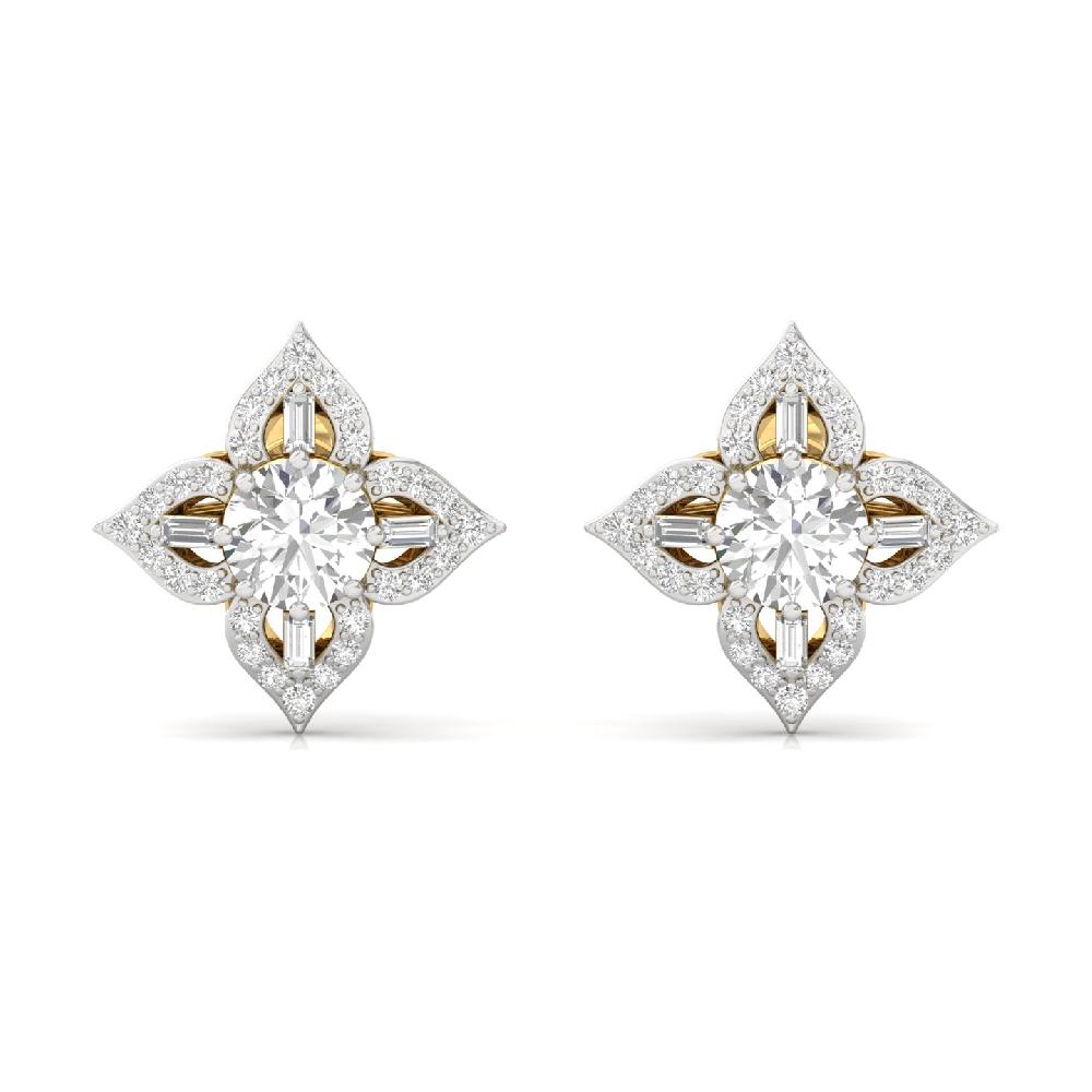 Floral 0.50CT Designer Cvd Lab Grown Diamond Earrings