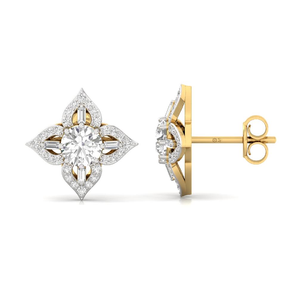 Floral 0.50CT Designer Cvd Lab Grown Diamond Earrings