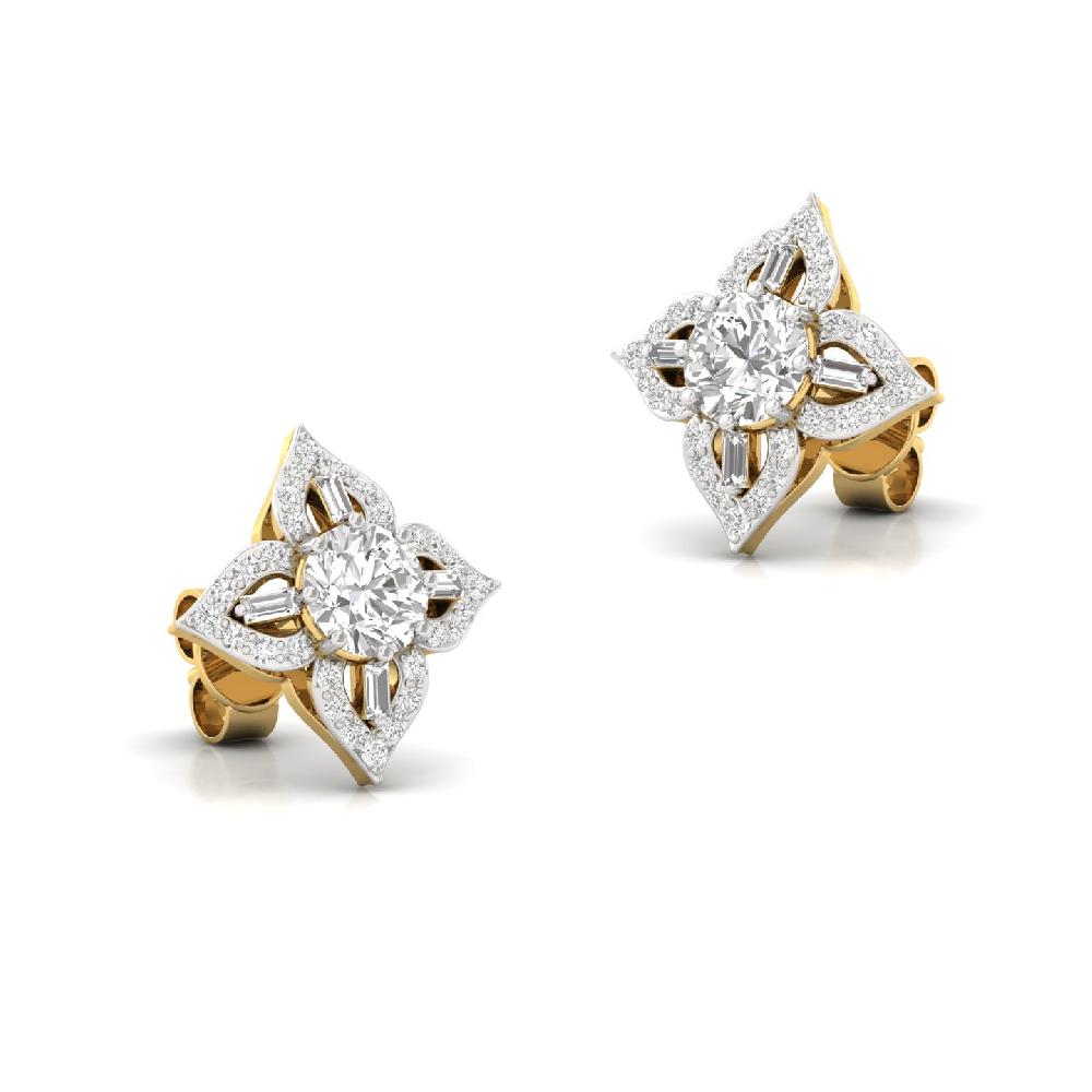 Floral 0.50CT Designer Cvd Lab Grown Diamond Earrings