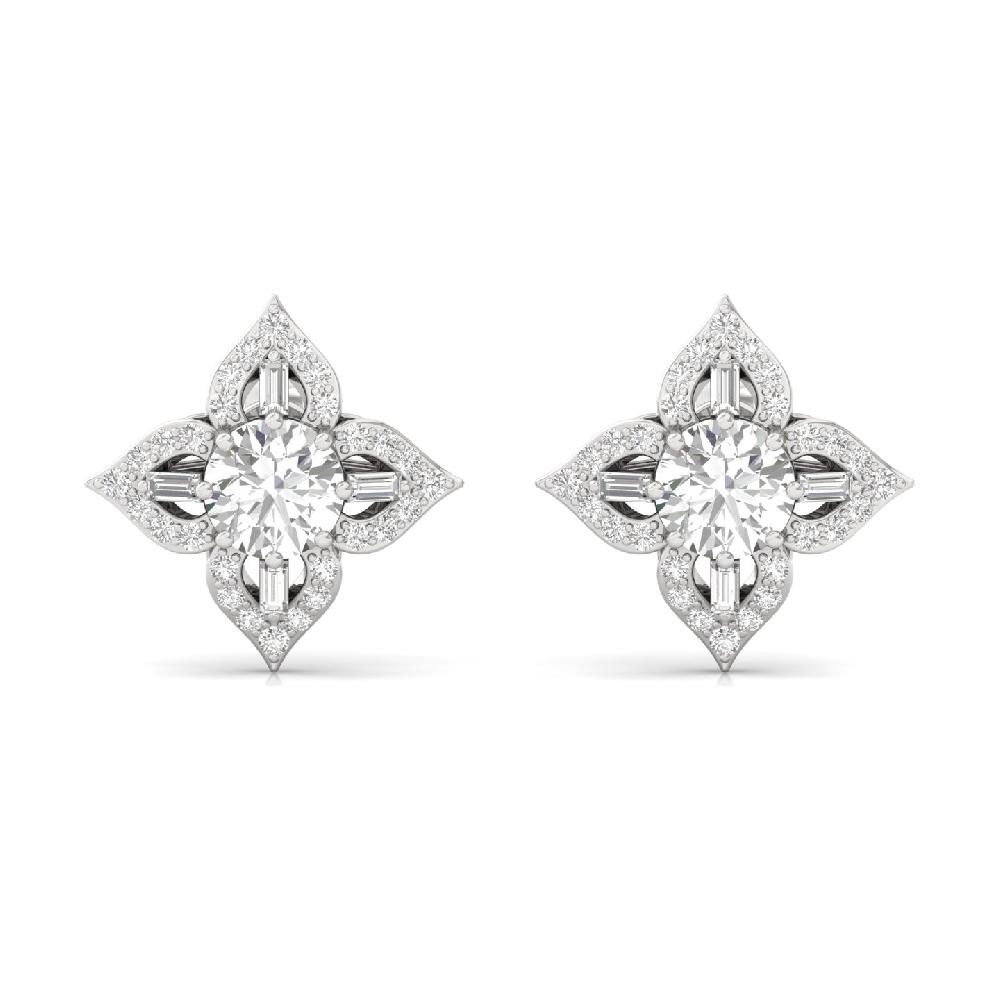 Floral 0.50CT Designer Cvd Lab Grown Diamond Earrings