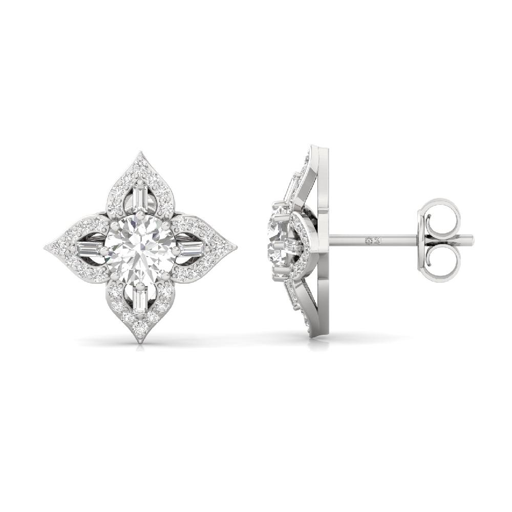 Floral 0.50CT Designer Cvd Lab Grown Diamond Earrings