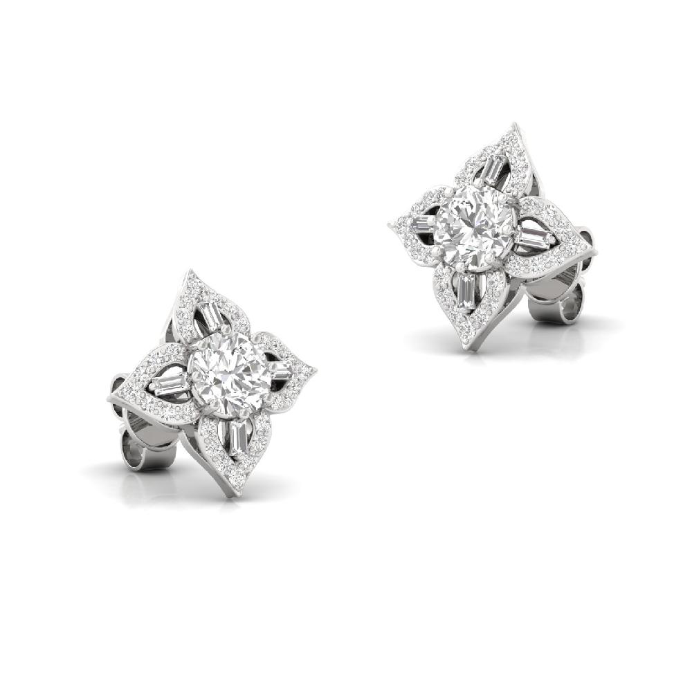 Floral 0.50CT Designer Cvd Lab Grown Diamond Earrings