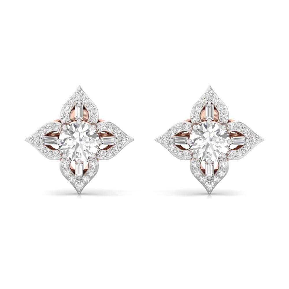 Floral 0.50CT Designer Cvd Lab Grown Diamond Earrings
