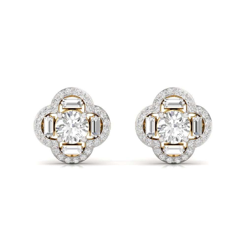 0.60 CT Round & Baguette CVD Lab Grown Diamond Earrings