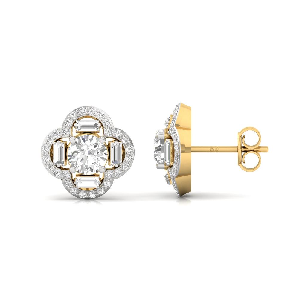 0.60 CT Round & Baguette CVD Lab Grown Diamond Earrings