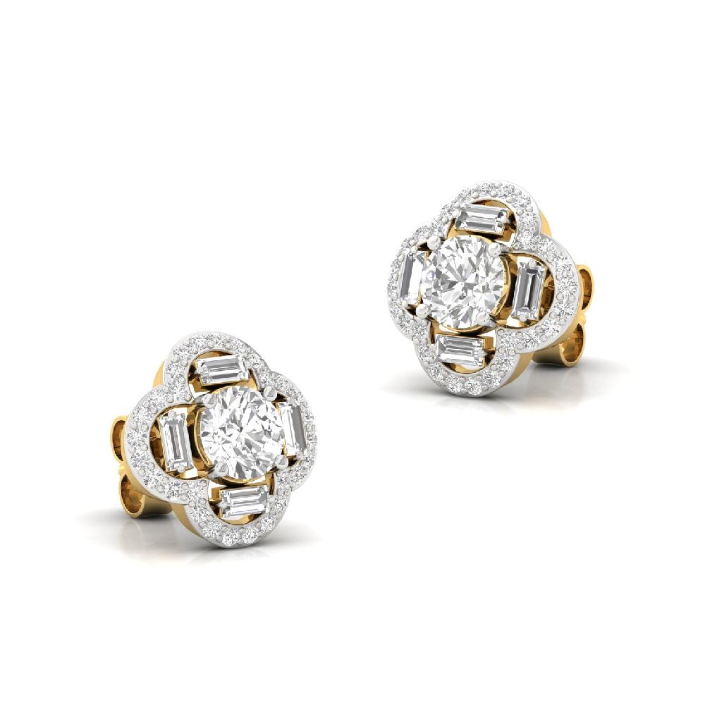 0.60 CT Round & Baguette CVD Lab Grown Diamond Earrings