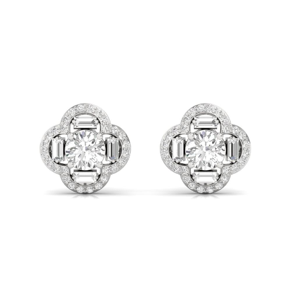 0.60 CT Round & Baguette CVD Lab Grown Diamond Earrings
