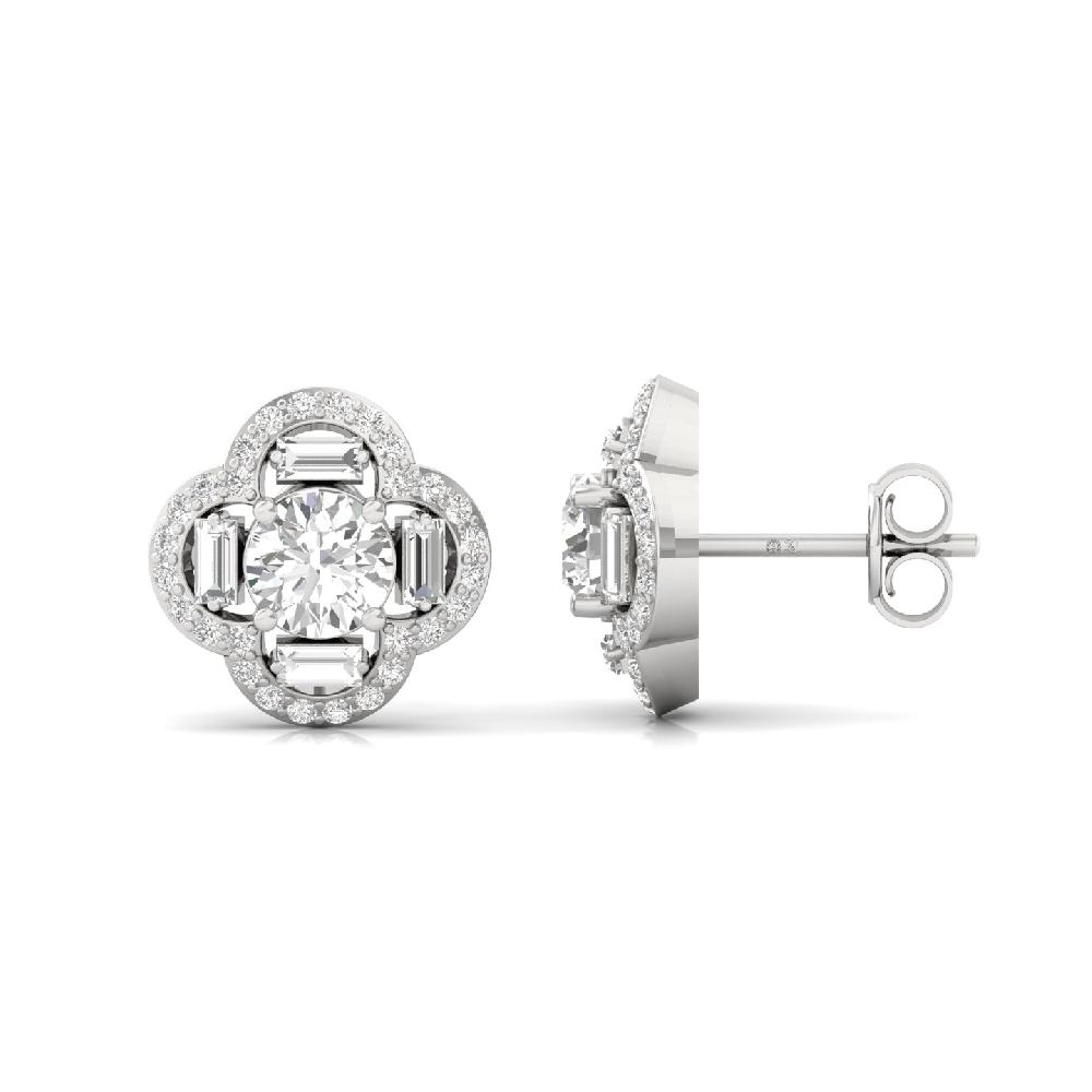 0.60 CT Round & Baguette CVD Lab Grown Diamond Earrings