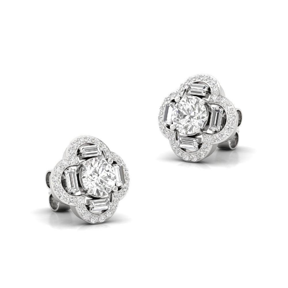 0.60 CT Round & Baguette CVD Lab Grown Diamond Earrings