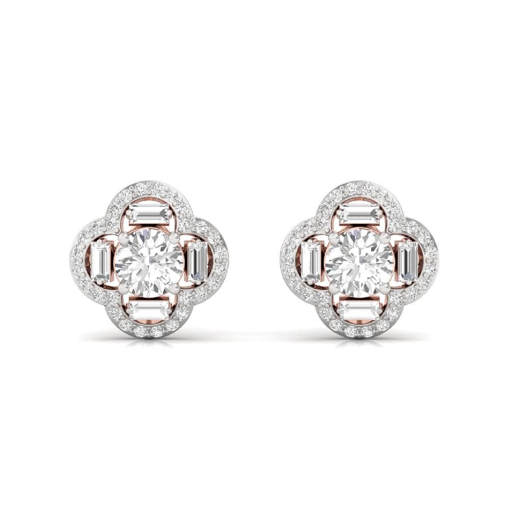 0.60 CT Round & Baguette CVD Lab Grown Diamond Earrings