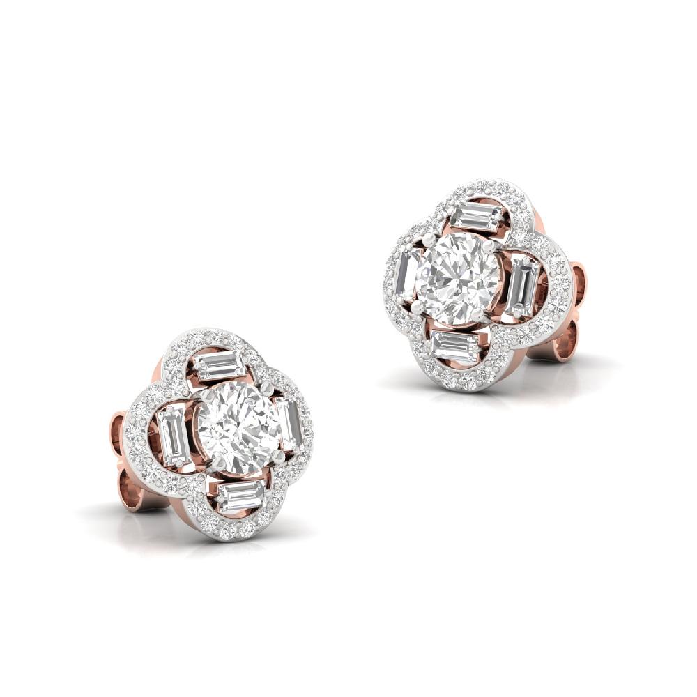 0.60 CT Round & Baguette CVD Lab Grown Diamond Earrings