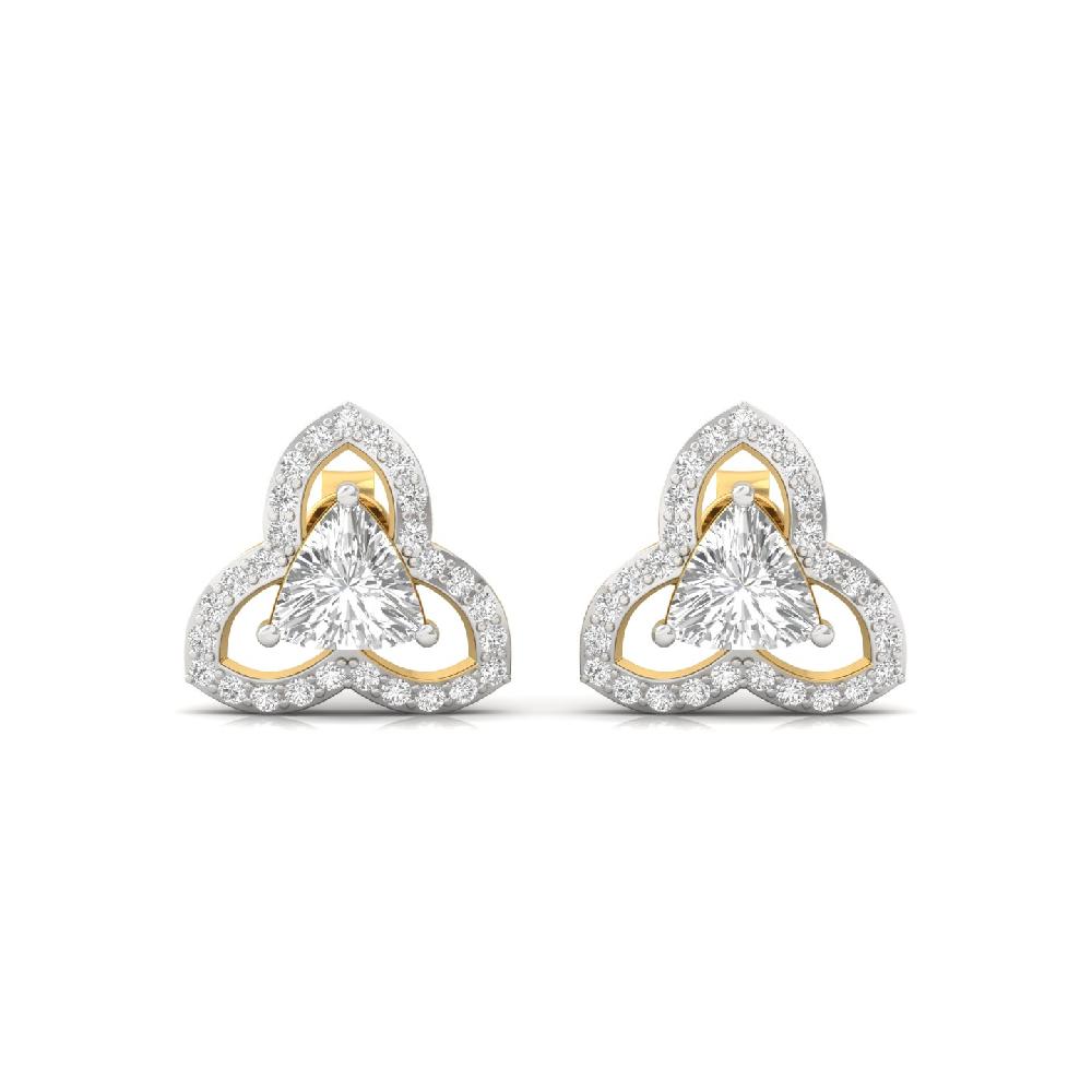 Trinity Spark 0.95 CT Trillion Cvd Lab Grown Diamond Stud Earrings for Women 