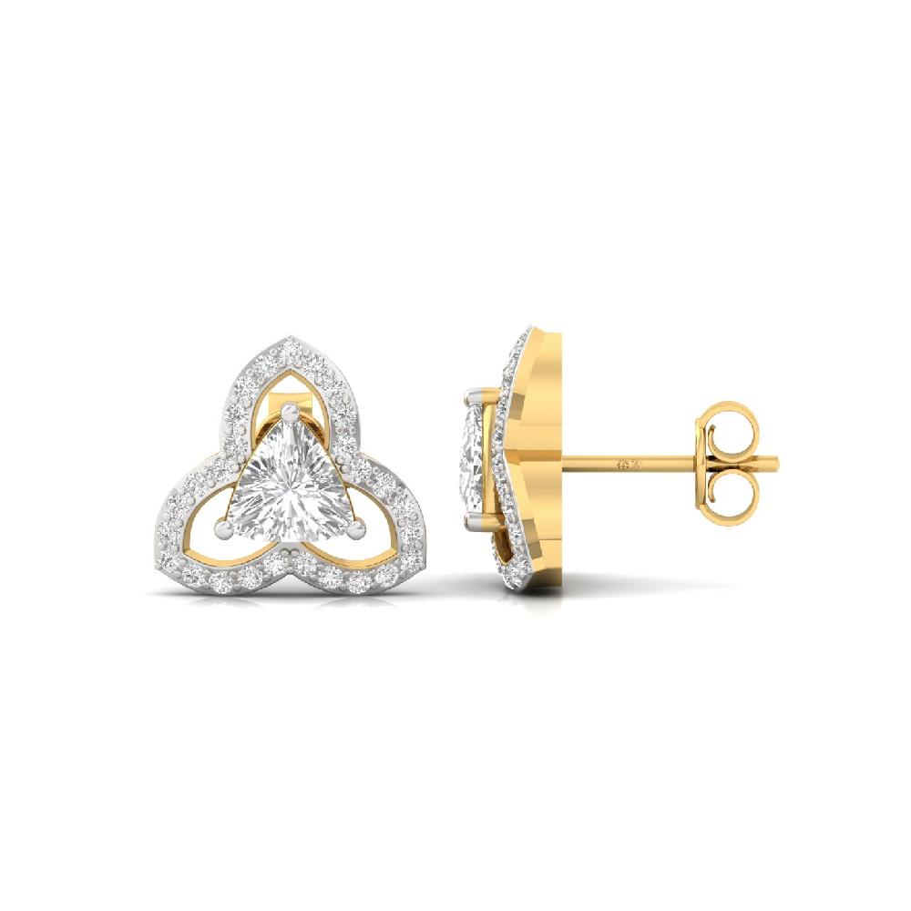 Trinity Spark 0.95 CT Trillion Cvd Lab Grown Diamond Stud Earrings for Women 