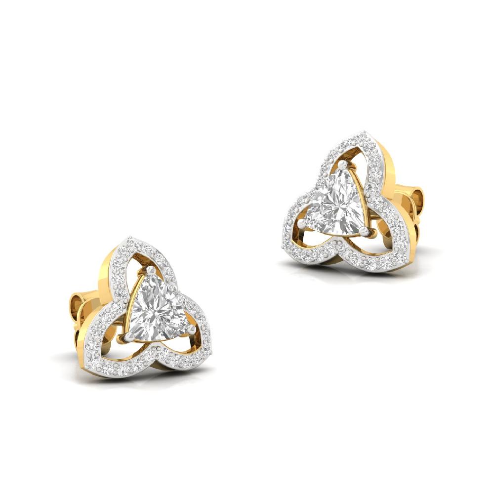 Trinity Spark 0.95 CT Trillion Cvd Lab Grown Diamond Stud Earrings for Women 