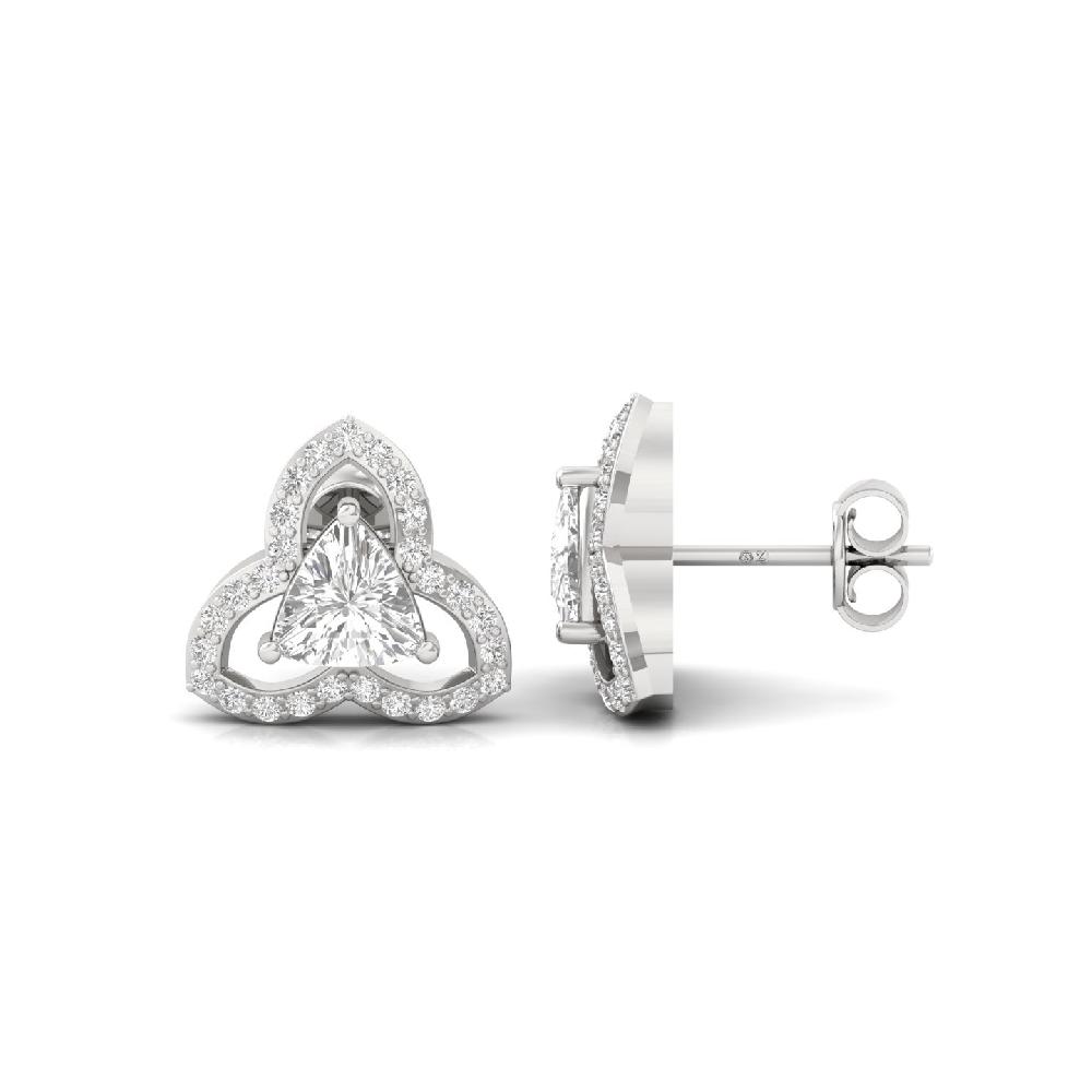 Trinity Spark 0.95 CT Trillion Cvd Lab Grown Diamond Stud Earrings for Women 