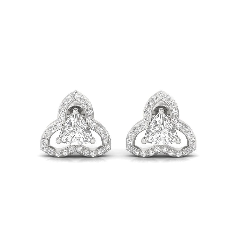 Trinity Spark 0.95 CT Trillion Cvd Lab Grown Diamond Stud Earrings for Women 