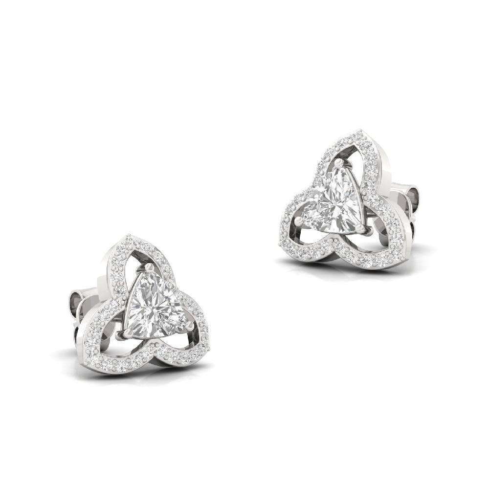 Trinity Spark 0.95 CT Trillion Cvd Lab Grown Diamond Stud Earrings for Women 