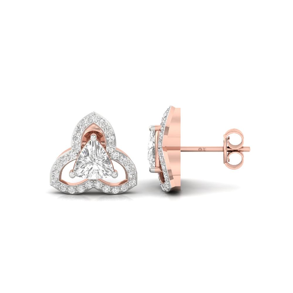 Trinity Spark 0.95 CT Trillion Cvd Lab Grown Diamond Stud Earrings for Women 