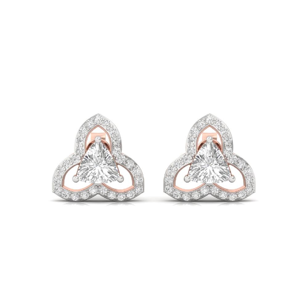 Trinity Spark 0.95 CT Trillion Cvd Lab Grown Diamond Stud Earrings for Women 