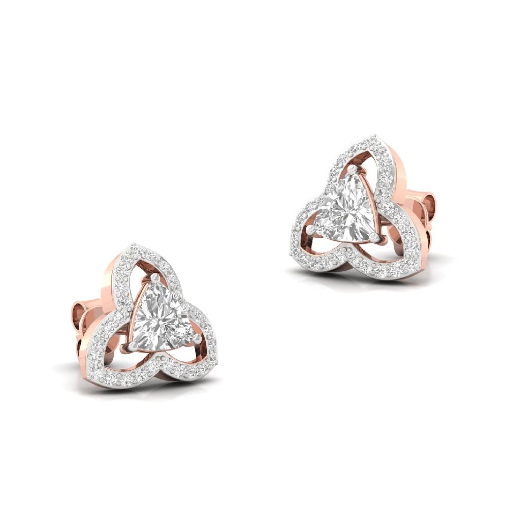 Trinity Spark 0.95 CT Trillion Cvd Lab Grown Diamond Stud Earrings for Women 