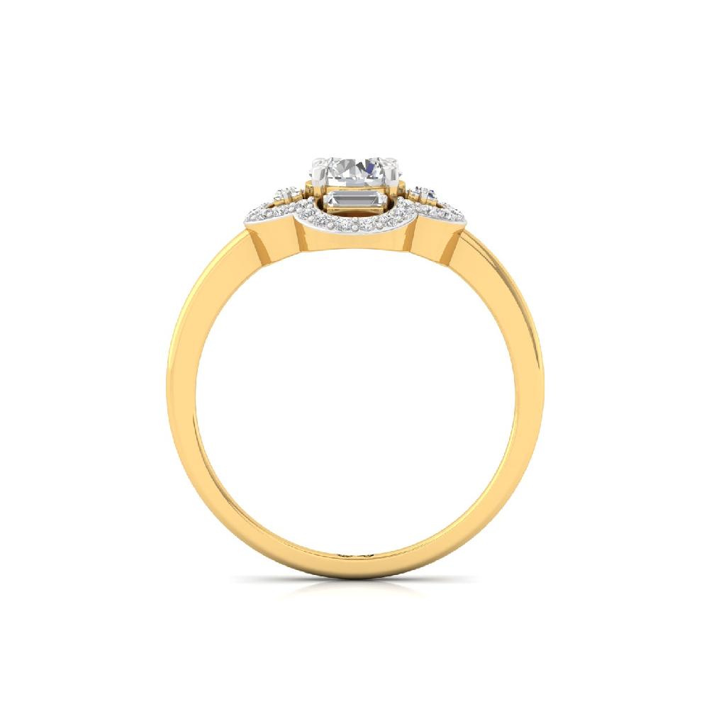 Radiant Round & Baguette CVD lab Grown Diamond Halo Cluster Ring