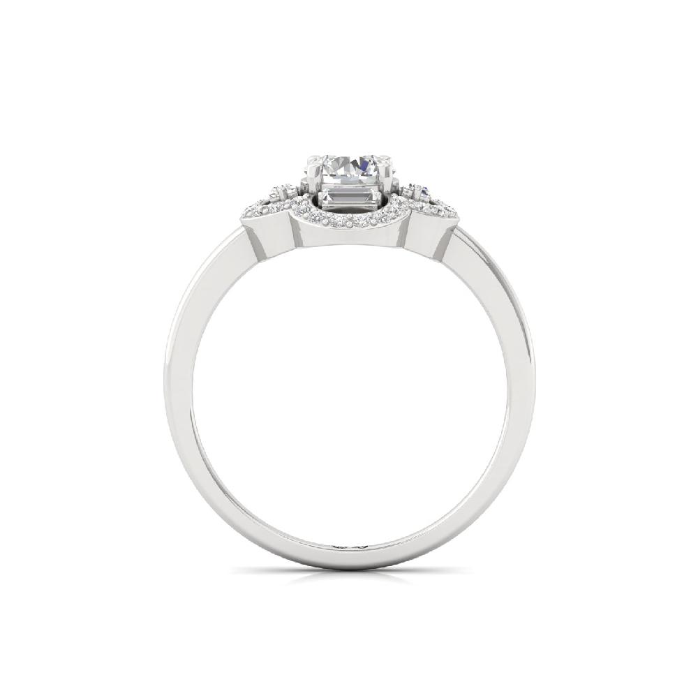 Radiant Round & Baguette CVD lab Grown Diamond Halo Cluster Ring