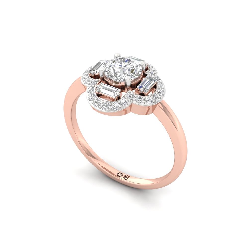 Radiant Round & Baguette CVD lab Grown Diamond Halo Cluster Ring
