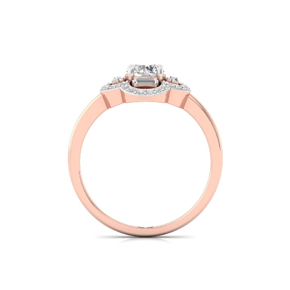 Radiant Round & Baguette CVD lab Grown Diamond Halo Cluster Ring