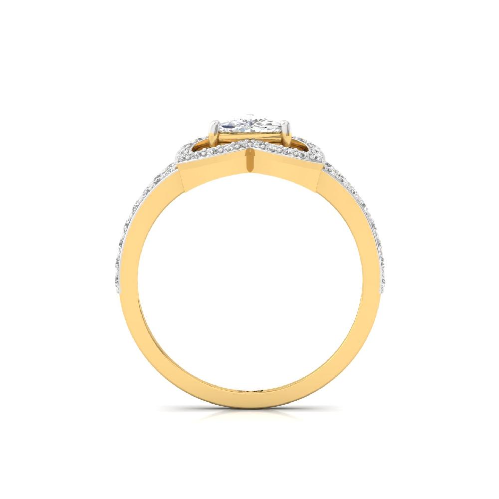 0.50Ct Majestic Floral Trillion Cut Lab Grown Diamonds Halo Ring