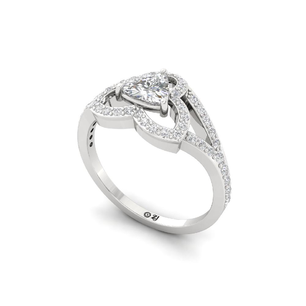 0.50Ct Majestic Floral Trillion Cut Lab Grown Diamonds Halo Ring