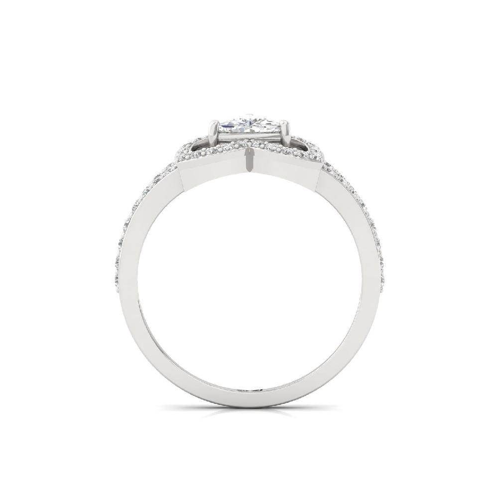 0.50Ct Majestic Floral Trillion Cut Lab Grown Diamonds Halo Ring