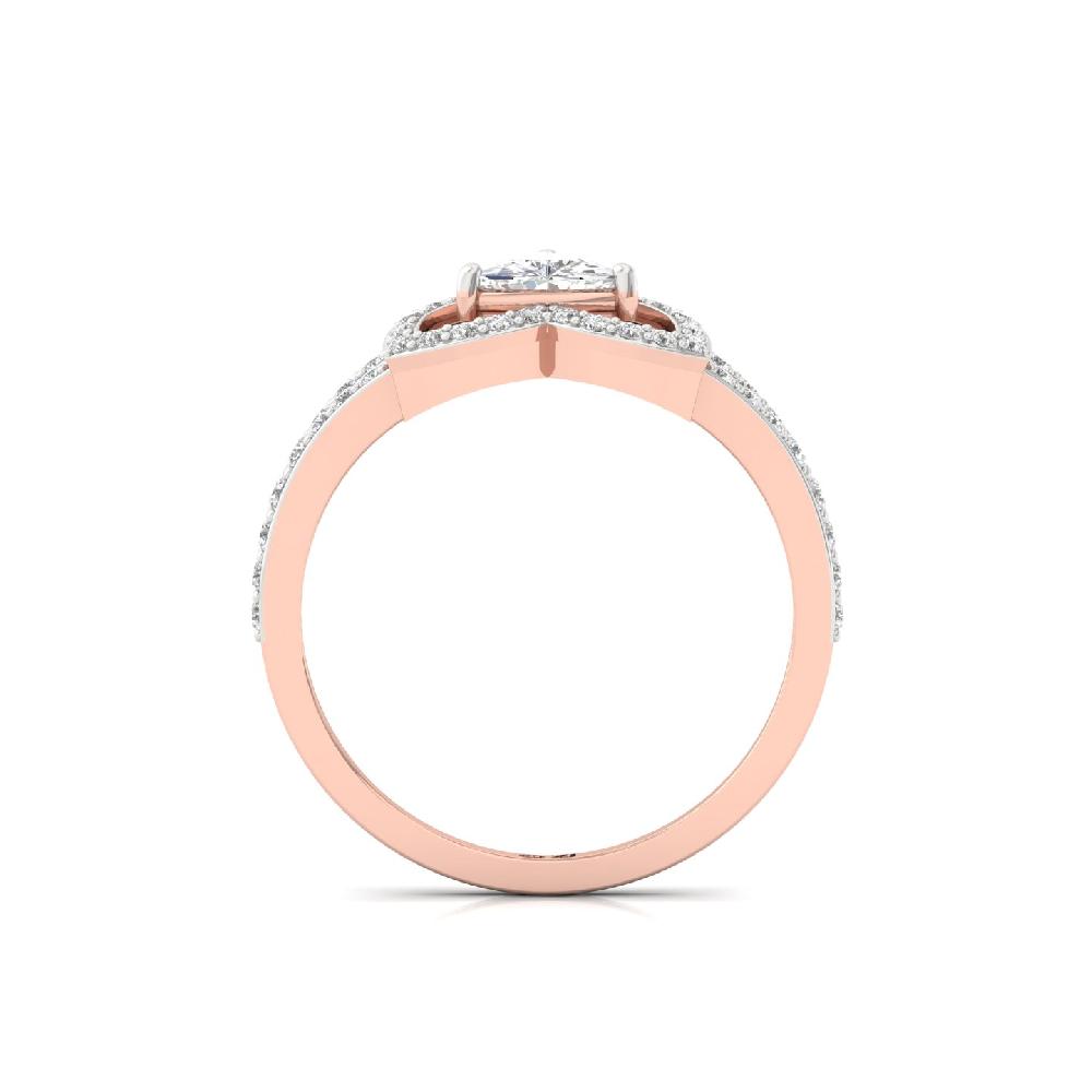 0.50Ct Majestic Floral Trillion Cut Lab Grown Diamonds Halo Ring