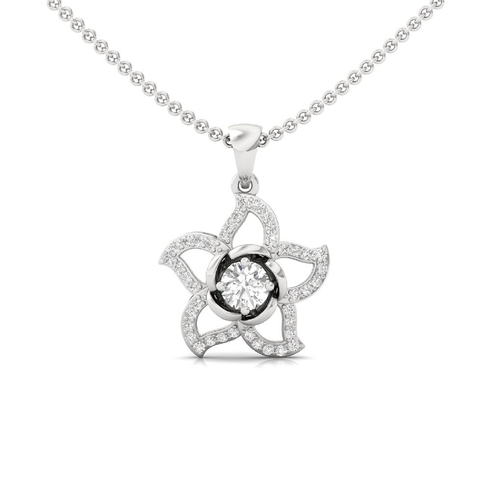 Floral Halo 0.52 CT Round CVD Diamond Pendant 