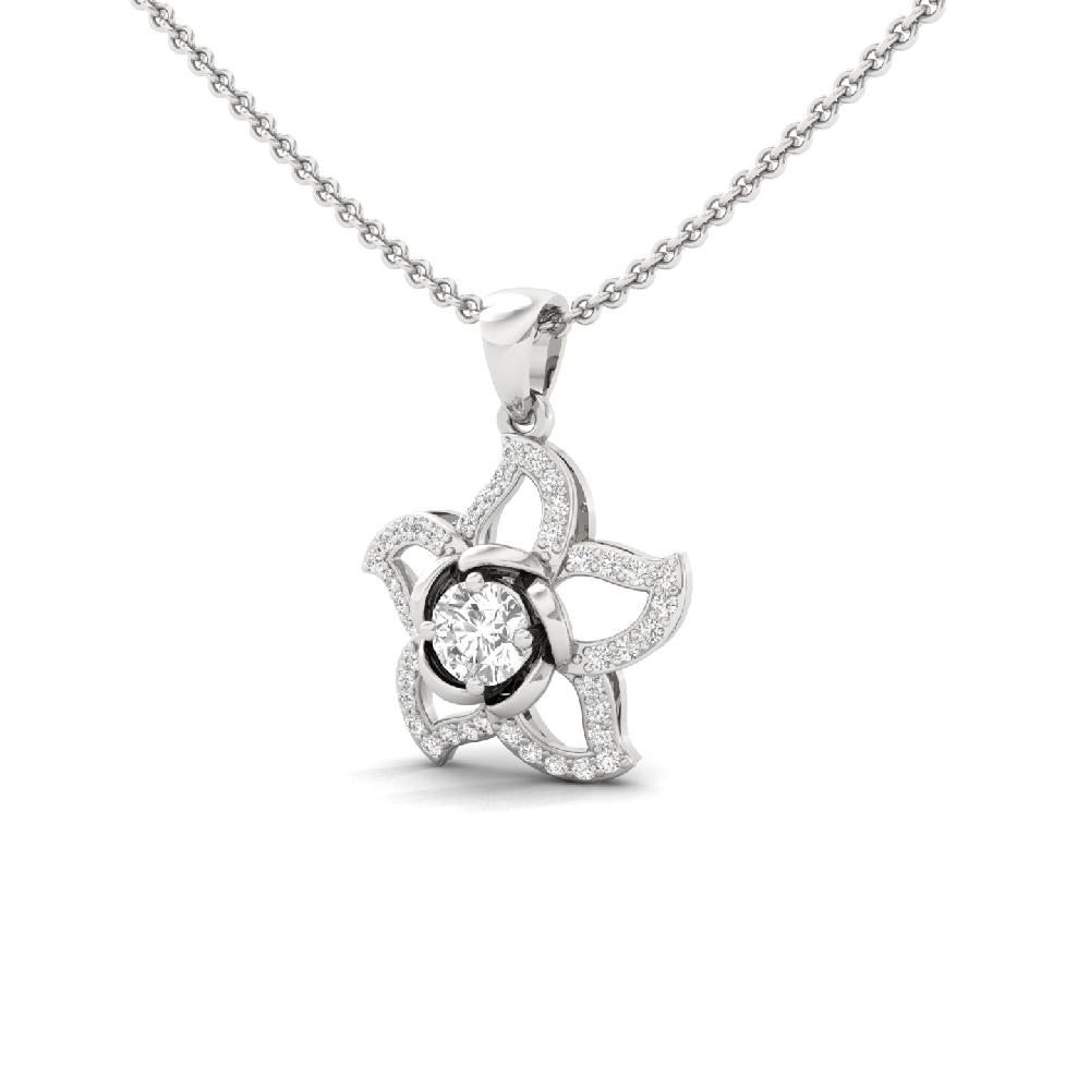 Floral Halo 0.52 CT Round CVD Diamond Pendant 