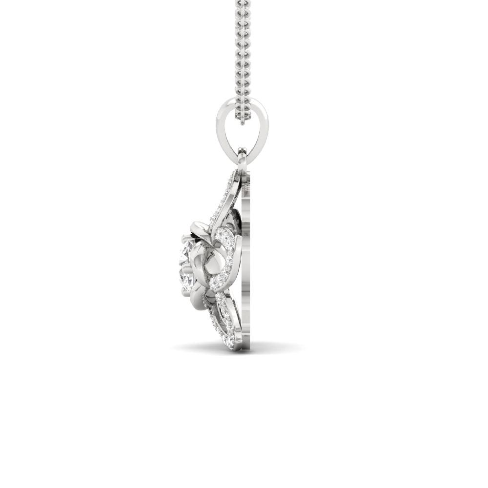 Floral Halo 0.52 CT Round CVD Diamond Pendant 