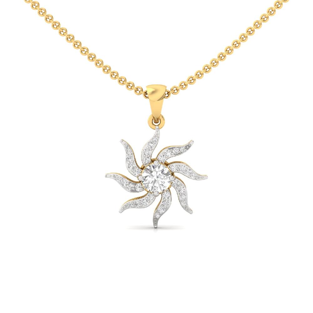 SolRadiance 0.50 CT Round Diamond Sunburst Pendant in Silver