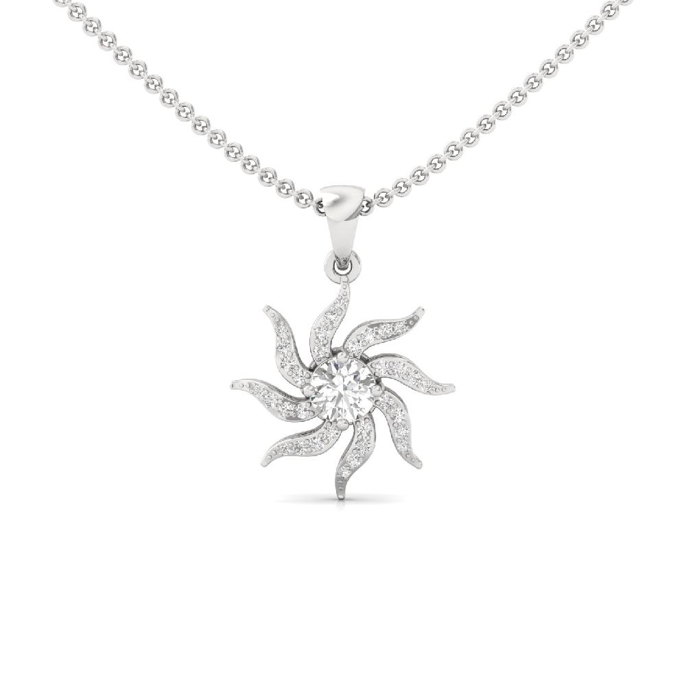 SolRadiance 0.50 CT Round Diamond Sunburst Pendant in Silver