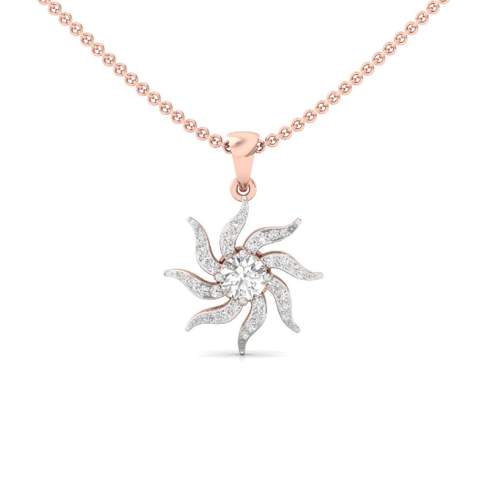 SolRadiance 0.50 CT Round Diamond Sunburst Pendant in Silver