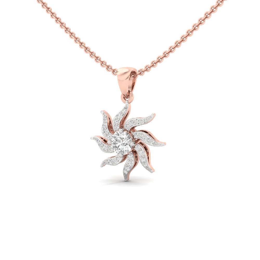 SolRadiance 0.50 CT Round Diamond Sunburst Pendant in Silver