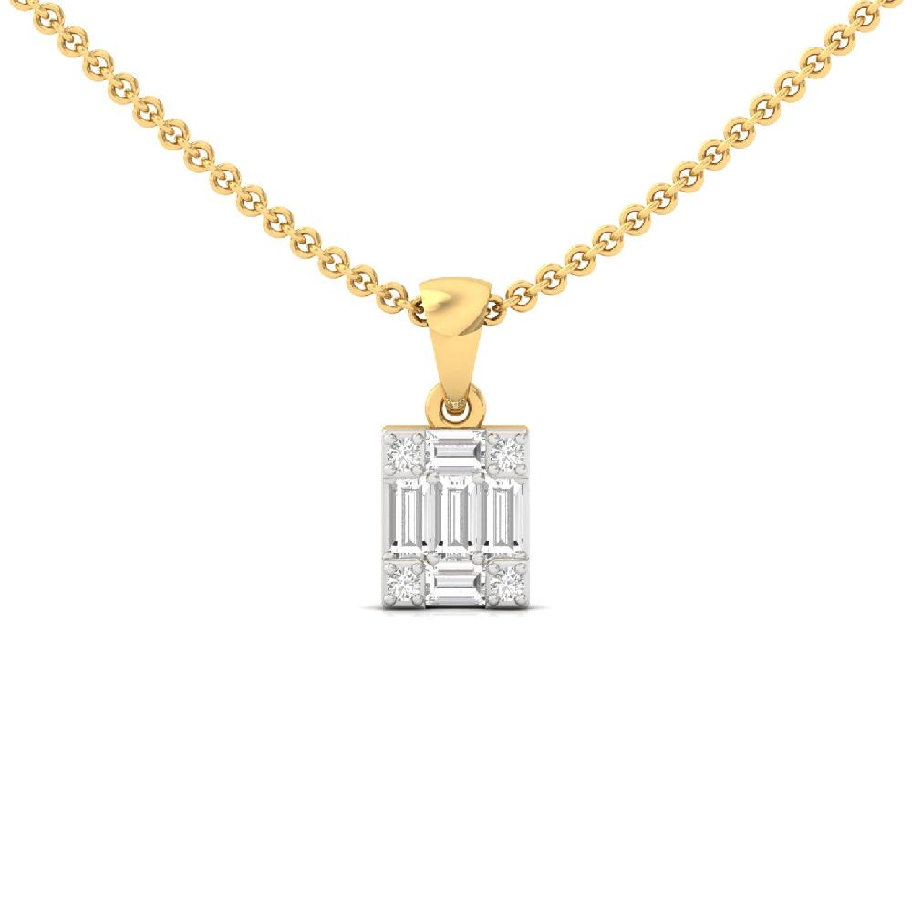 Baguette Cut Rectangle Lab Grown Diamond Pendant 