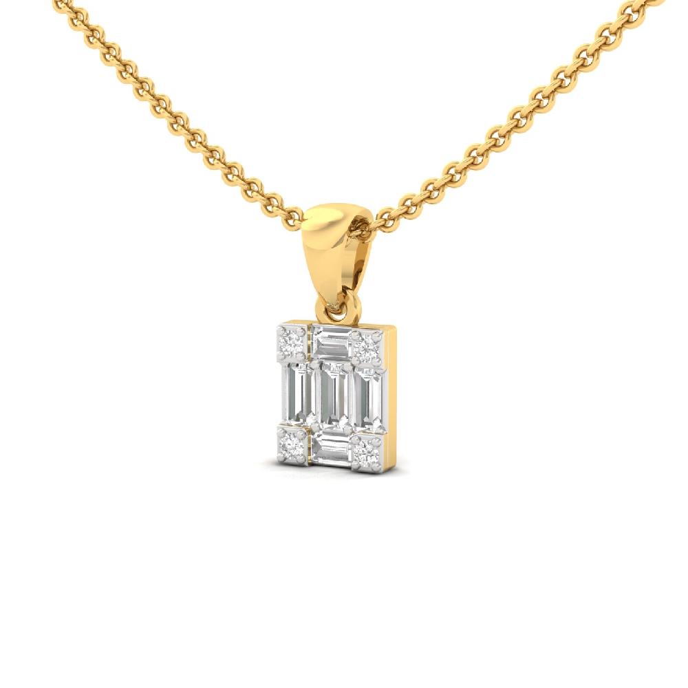 Baguette Cut Rectangle Lab Grown Diamond Pendant 