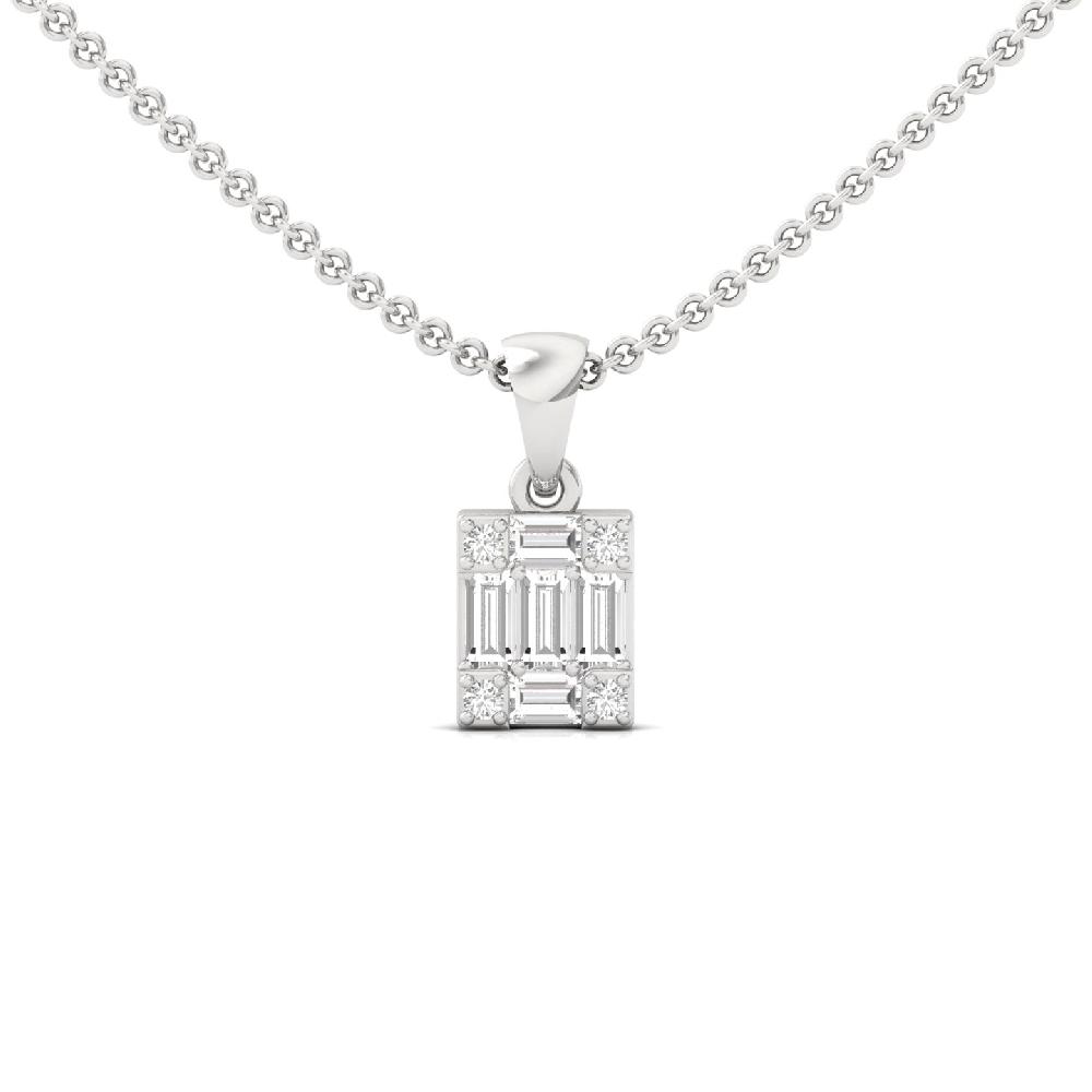 Baguette Cut Rectangle Lab Grown Diamond Pendant 
