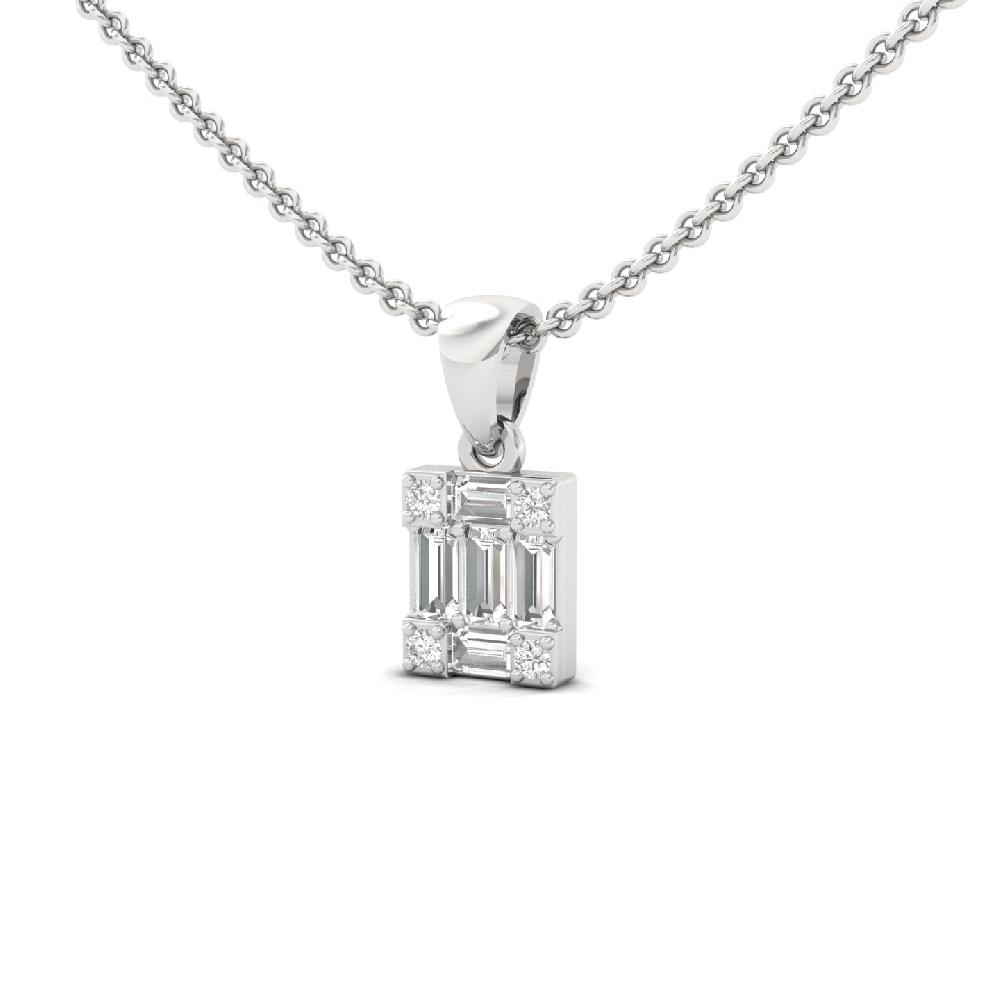 Baguette Cut Rectangle Lab Grown Diamond Pendant 