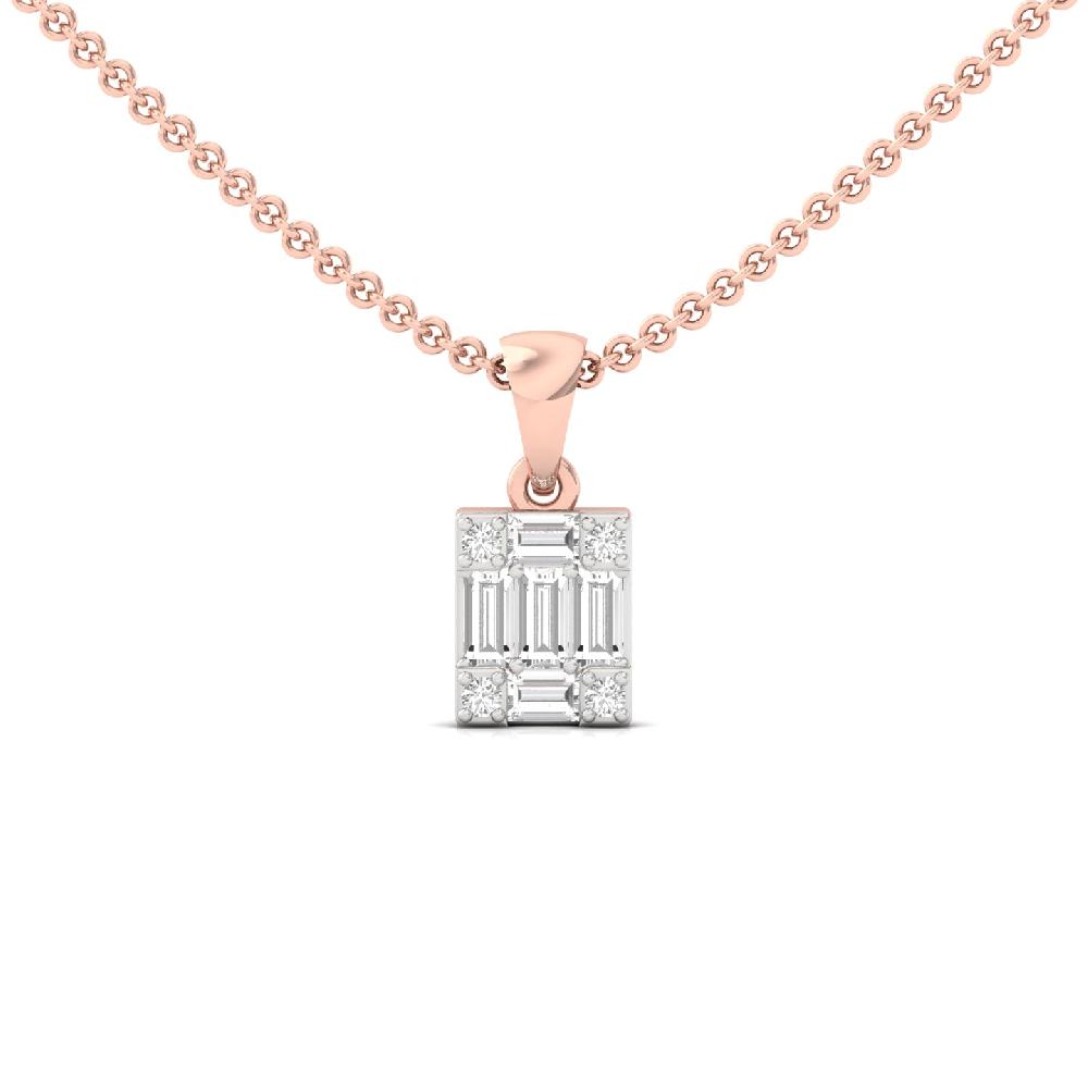 Baguette Cut Rectangle Lab Grown Diamond Pendant 