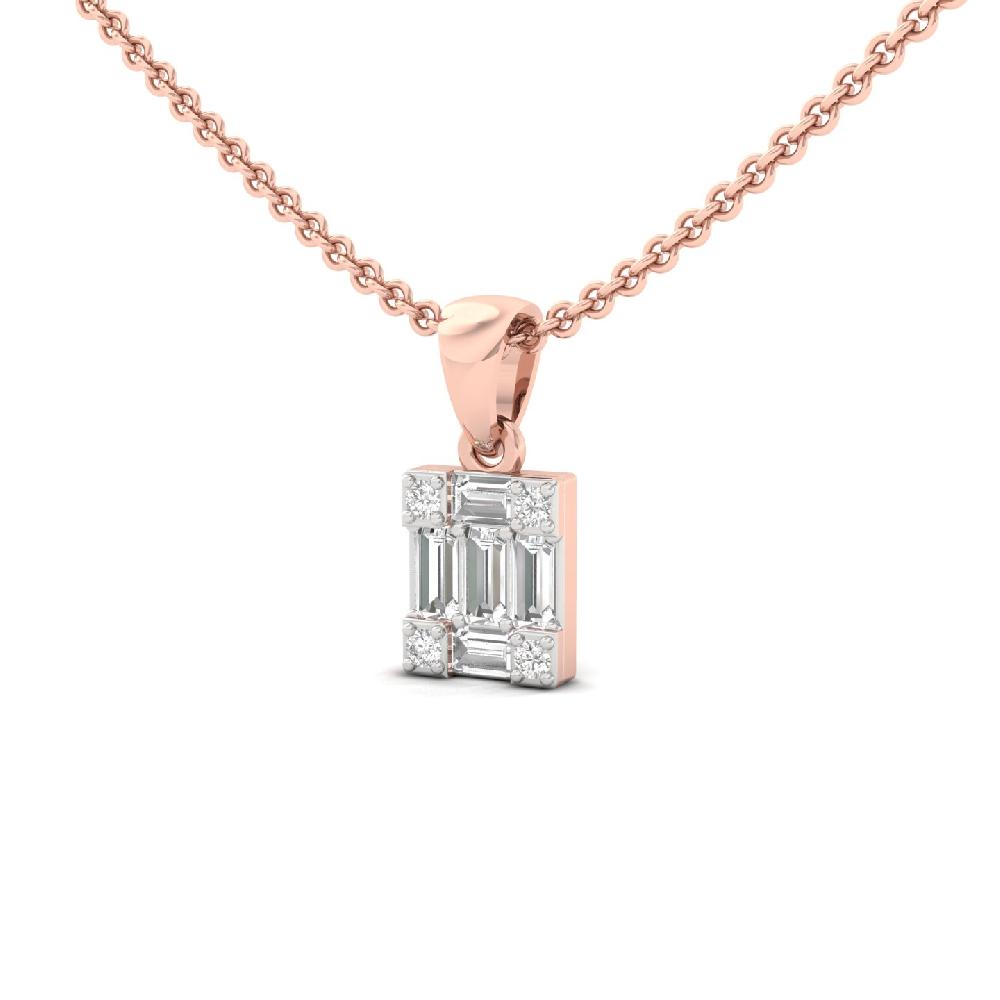 Baguette Cut Rectangle Lab Grown Diamond Pendant 