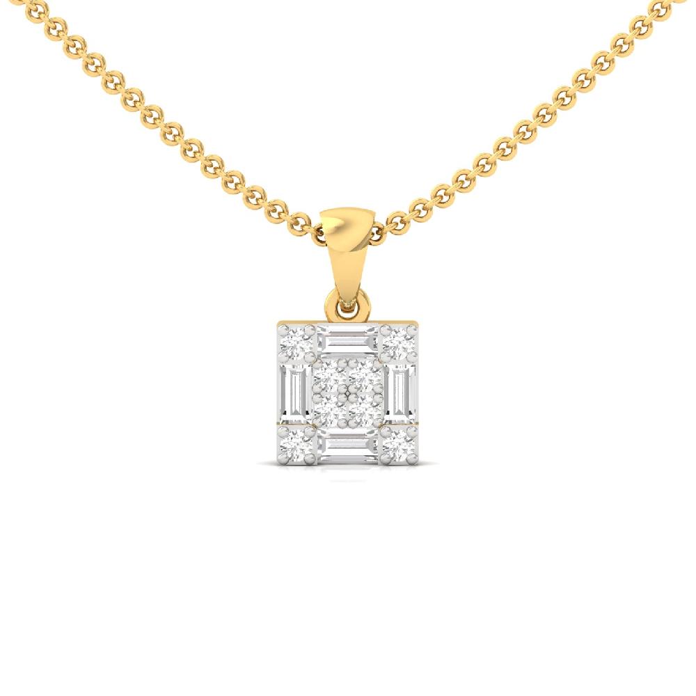 EliteSquare Baguette & Round Cut  Cvd Lab Grown Diamond Pendant 