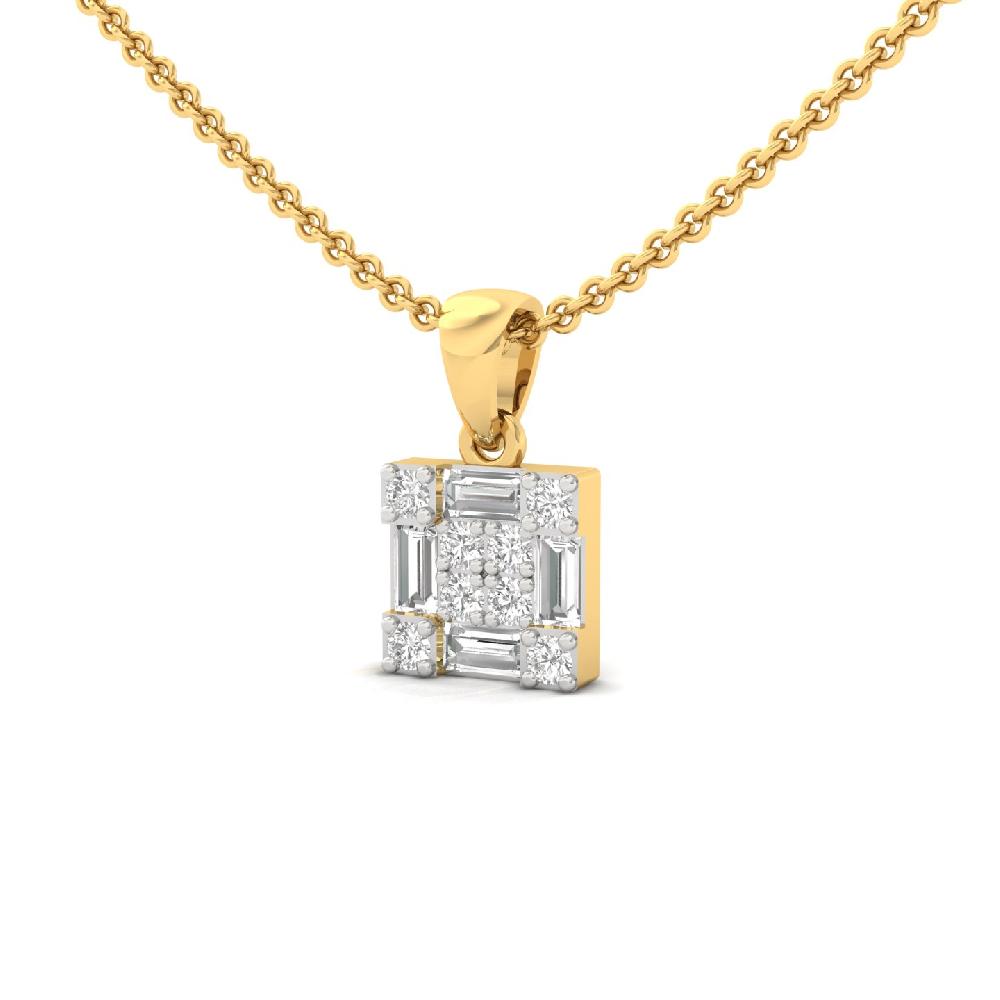 EliteSquare Baguette & Round Cut  Cvd Lab Grown Diamond Pendant 